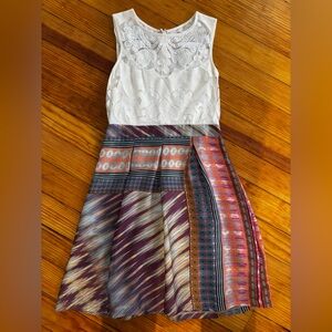 Anthropologie Elegant Cream and Brown Lace Dress